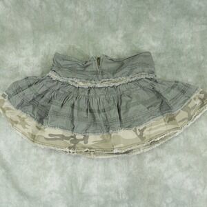 EUC Squeege Girls Camo Ruffled Skorts Mini DISTRESSED Cotton JUNIORS sz 12 #8135